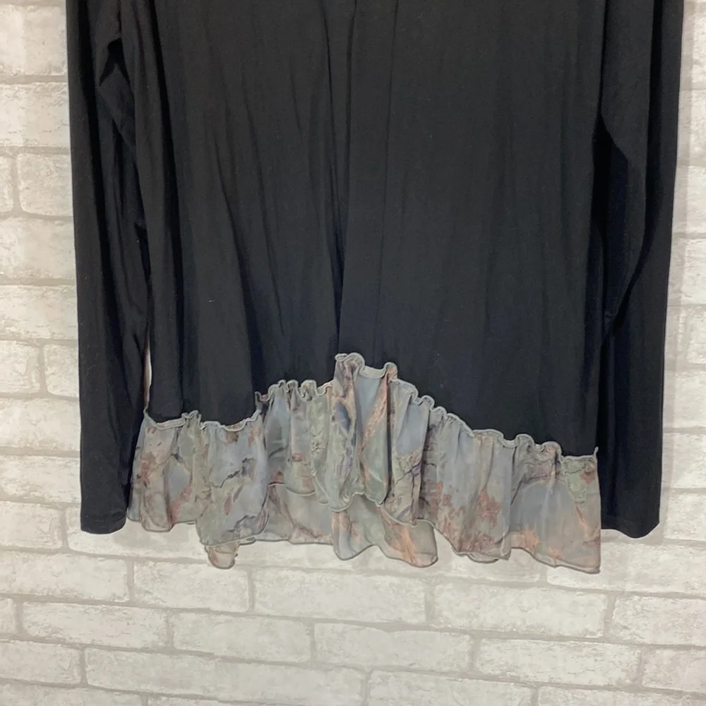LOGO Lori Goldstein sheer hem cardigan size medium
